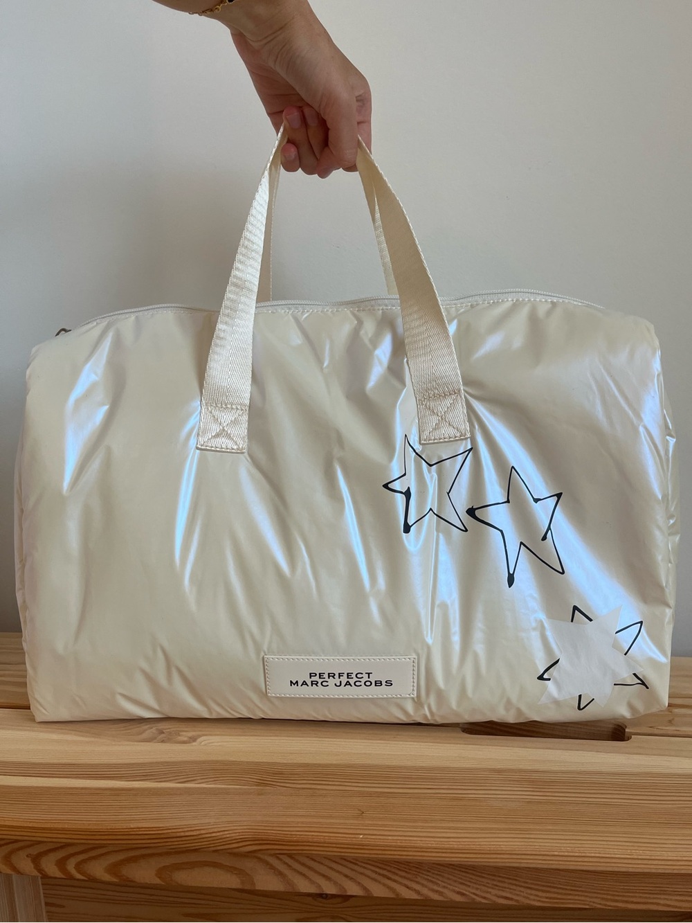 Marc Jacobs White Nylon Star-Print Travel Duffel - Picture 2 of 3